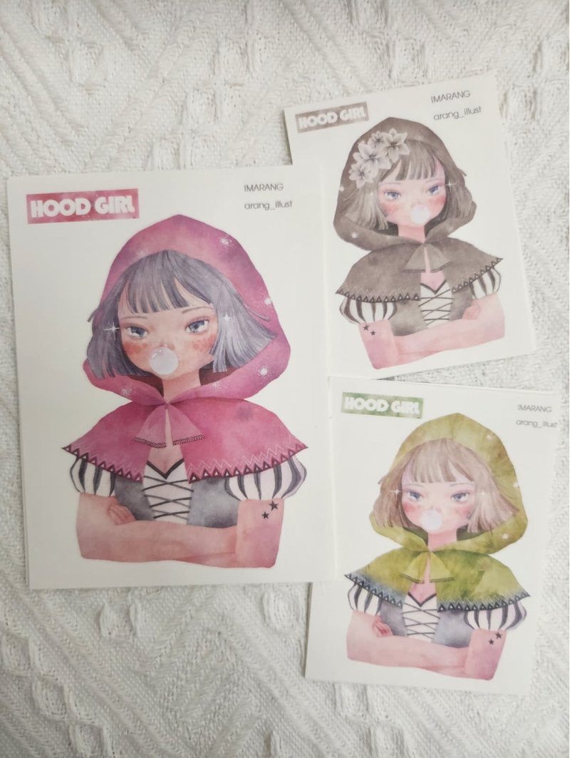 连帽女孩 - 贴纸 - 纸 