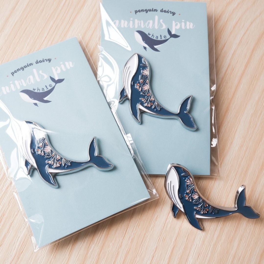 鲸鱼铁襟章 | whale pin - 胸针 - 其他金属 