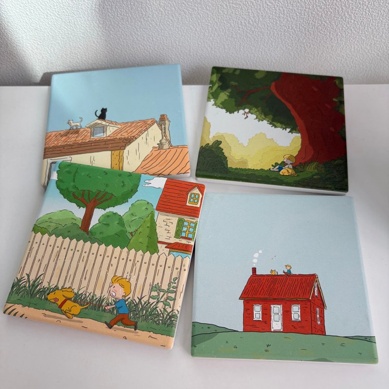 奔跑吧 波得 - 硅藻土吸水杯垫 (软木底防滑) - 杯垫 - 压克力 黄色