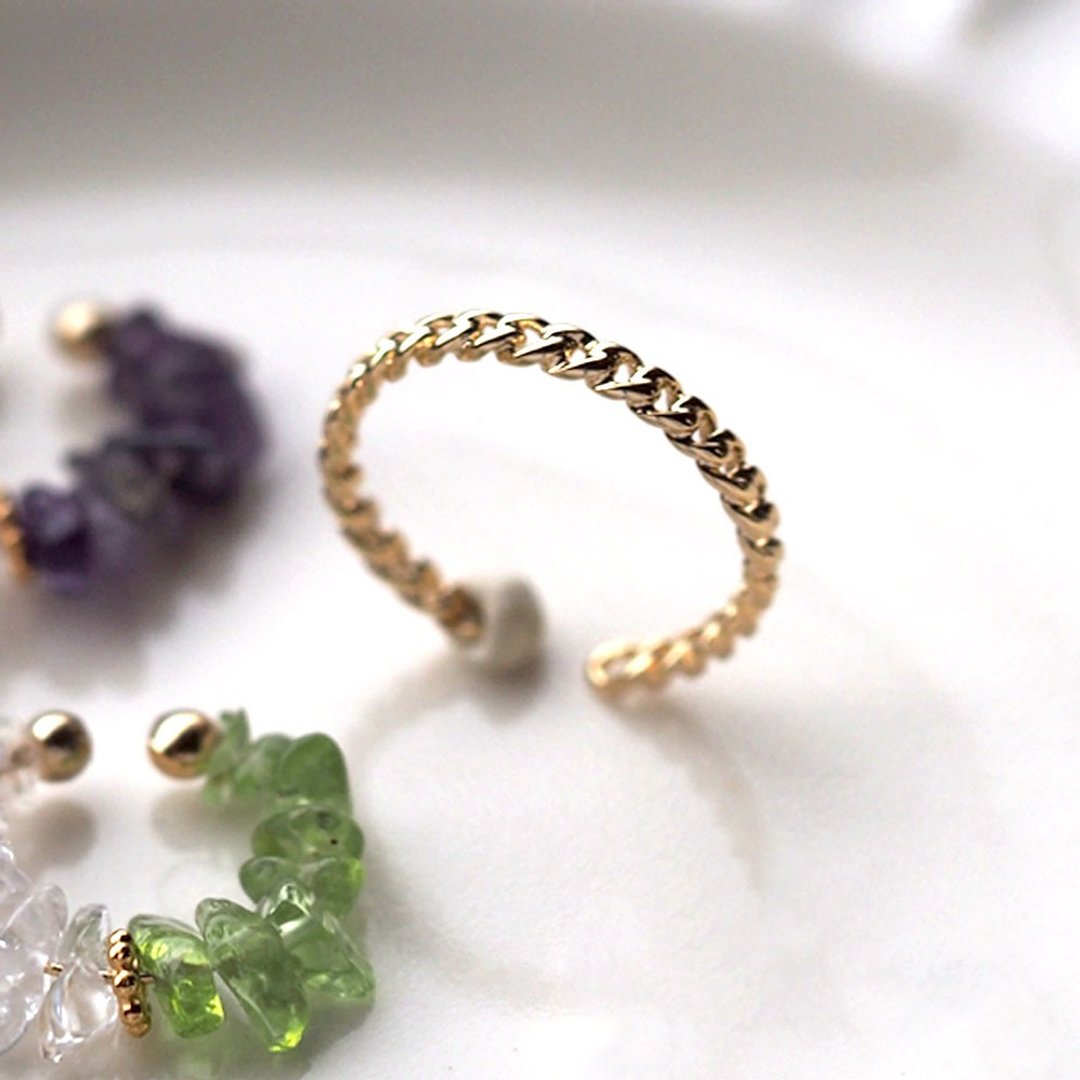 2way | Kihei Chain Ring Cuff | Free Size approx. 12 | Delicate Gold | EC55 - 戒指 - 铜/黄铜 金色