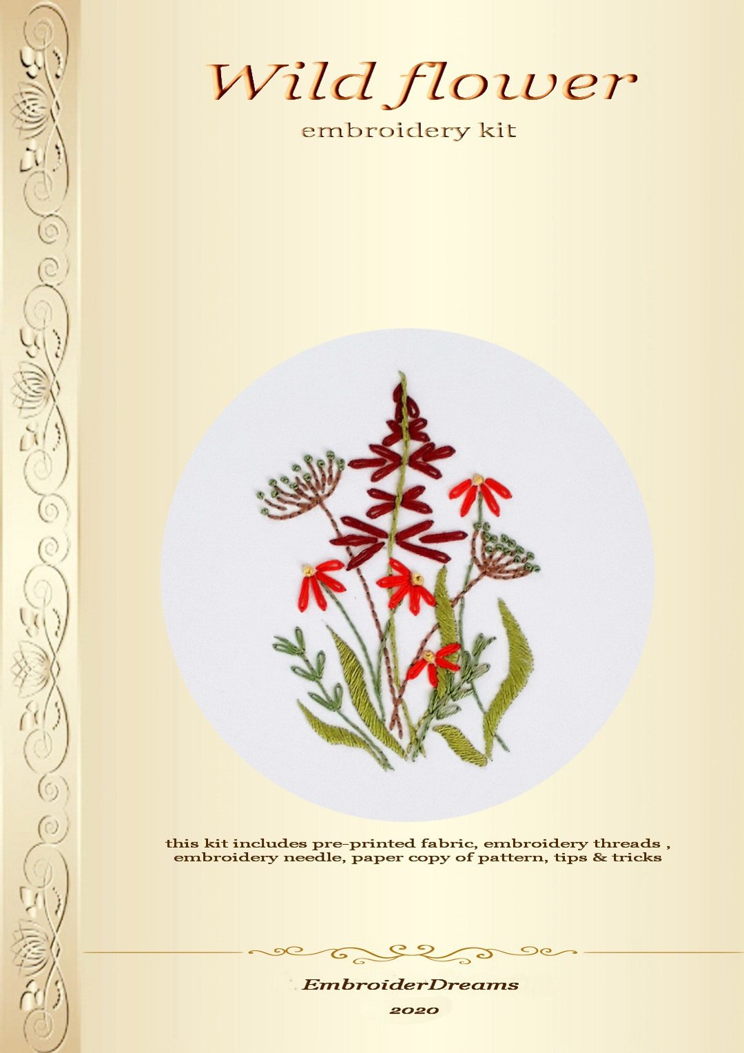 手工刺繡套件 wild flower hand embroidery kit, description in English - 编织/刺绣/羊毛毡/裁缝 - 绣线 多色