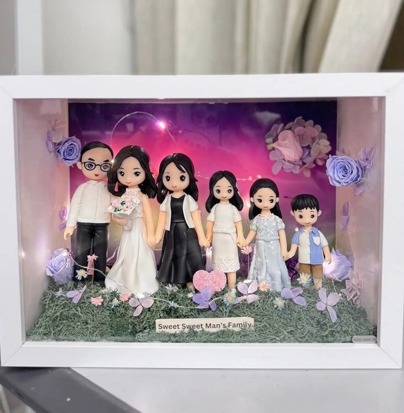 【北极光家庭相框】六人Q版家庭公仔 温馨时刻永恒典藏 - 陶艺 - 陶 多色