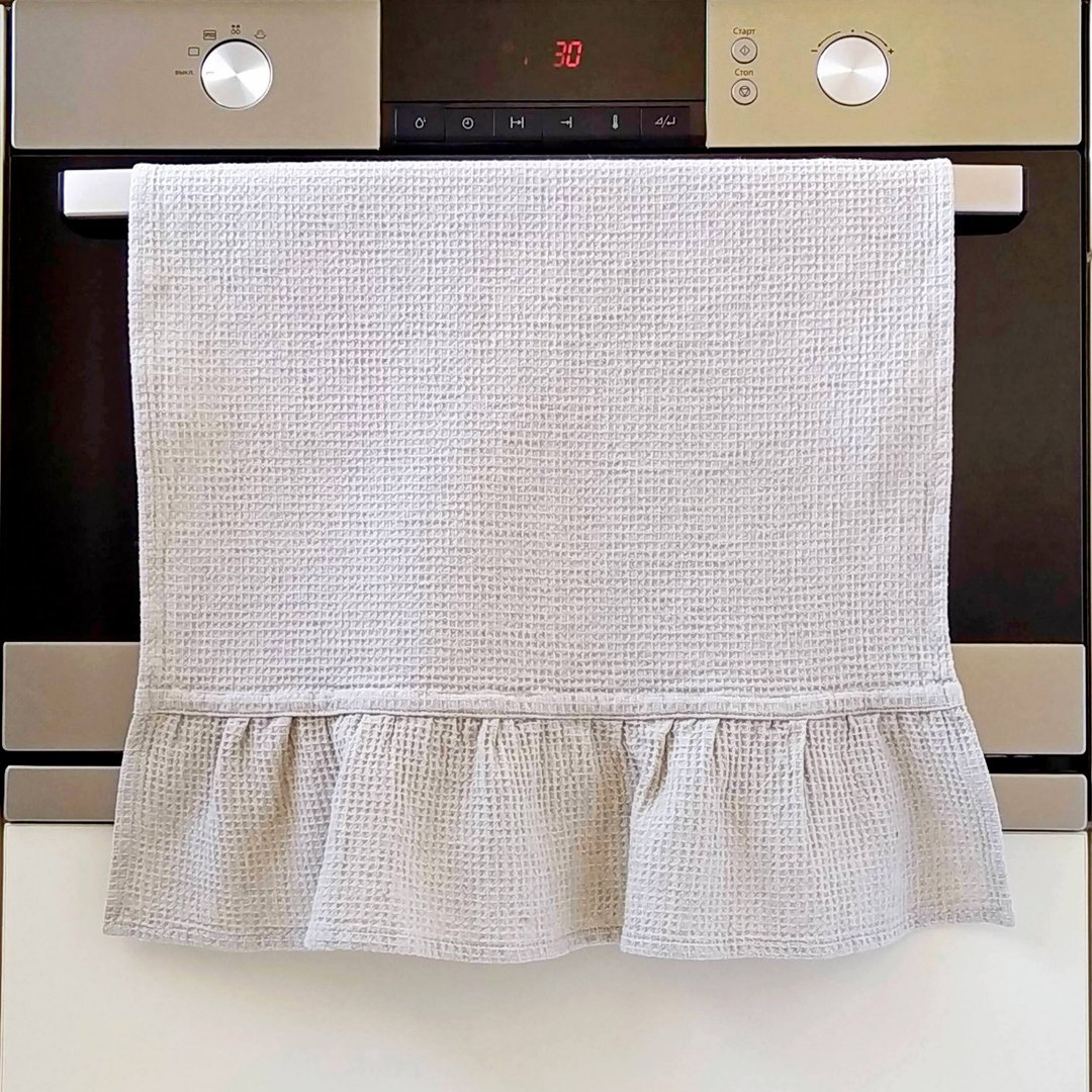Organic dish towels, Tea towel with hanging loop, Kitchen towel Sustainable gift - 毛巾浴巾 - 亚麻 灰色