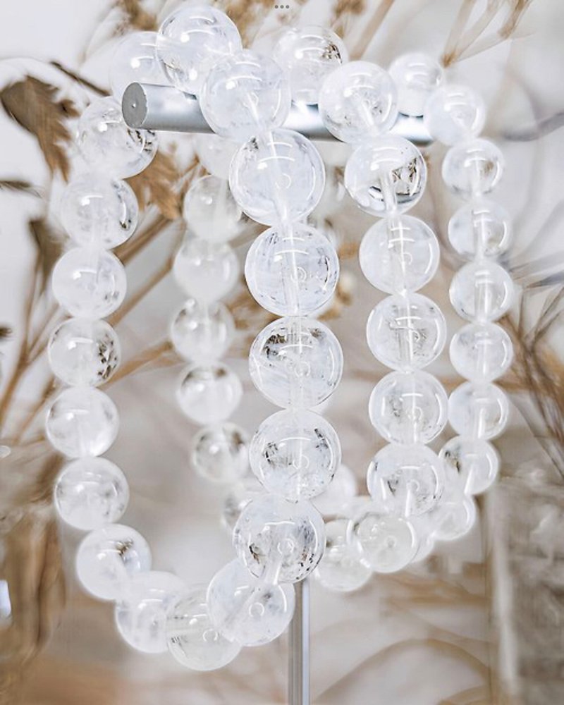 无尽回圈【天然天使蓝针】透料蓝针 白水晶手链手串 / 一物一拍 - 手链/手环 - 水晶 蓝色