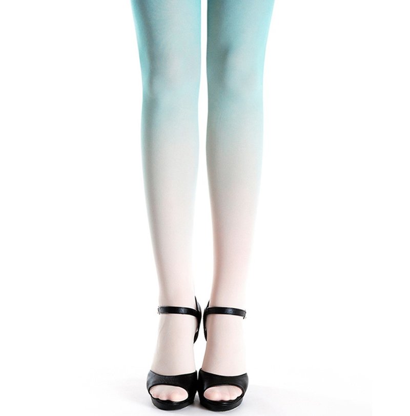 象牙薄荷渐层裤袜 - 女装内搭/紧身裤 - 尼龙 白色
