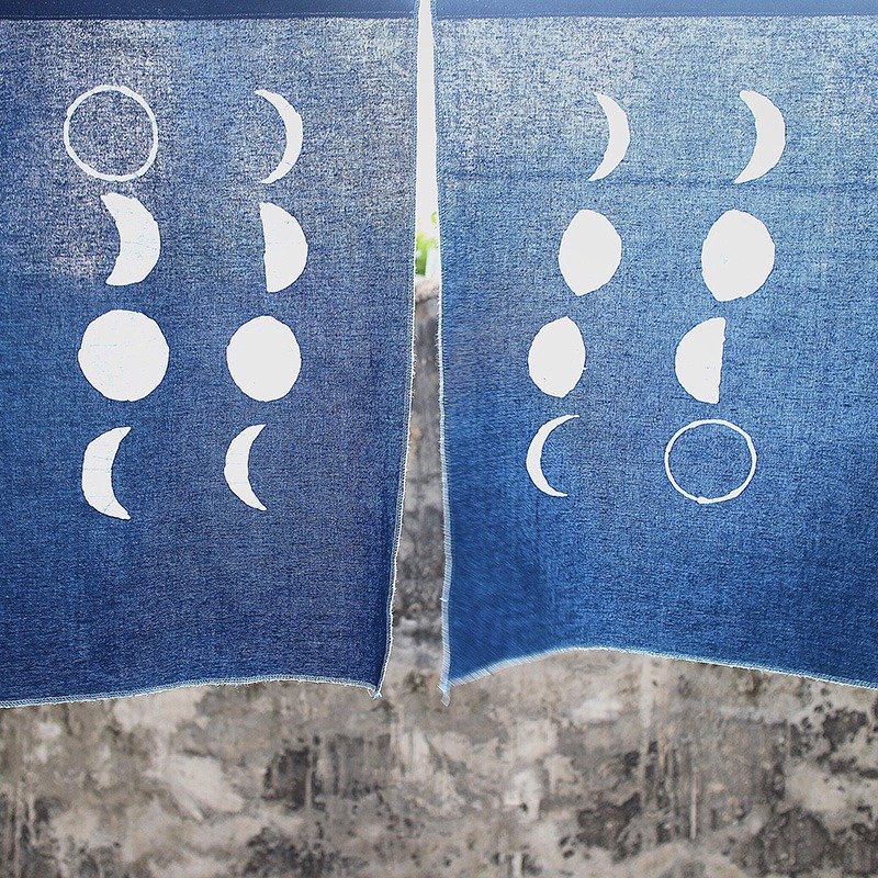 【岁时记】草木染藍染星月系列暖簾-月相 - 摆饰 - 棉．麻 蓝色