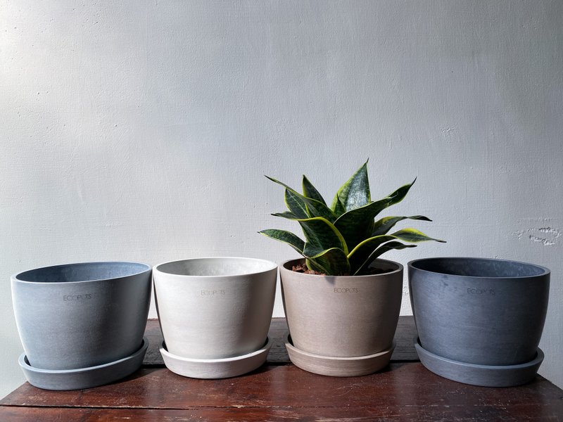 【盆器】ECOPOTS - Stockholm 斯德哥尔摩碗盆16*12.5cm (含底座) - 花瓶/陶器 - 环保材料 灰色