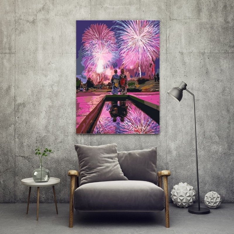 夏夜花火节 创意数字油画 【风景画】 - 插画/绘画/写字 - 其他材质 