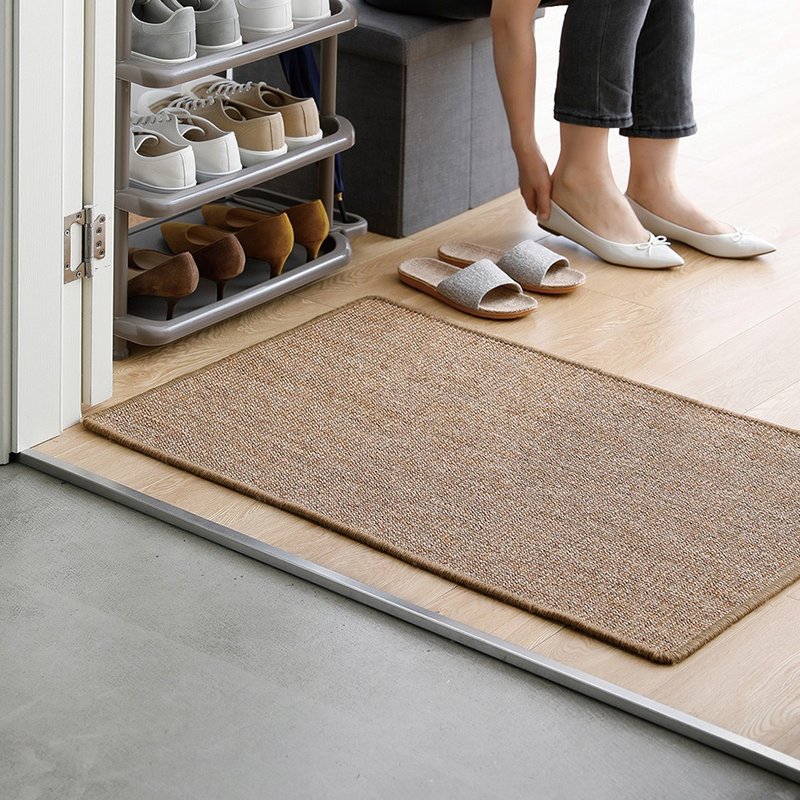 日本霜山 家用天然剑麻编织防滑耐磨地垫/地毯/猫抓垫-60x90cm - 地垫/地毯 - 棉．麻 咖啡色