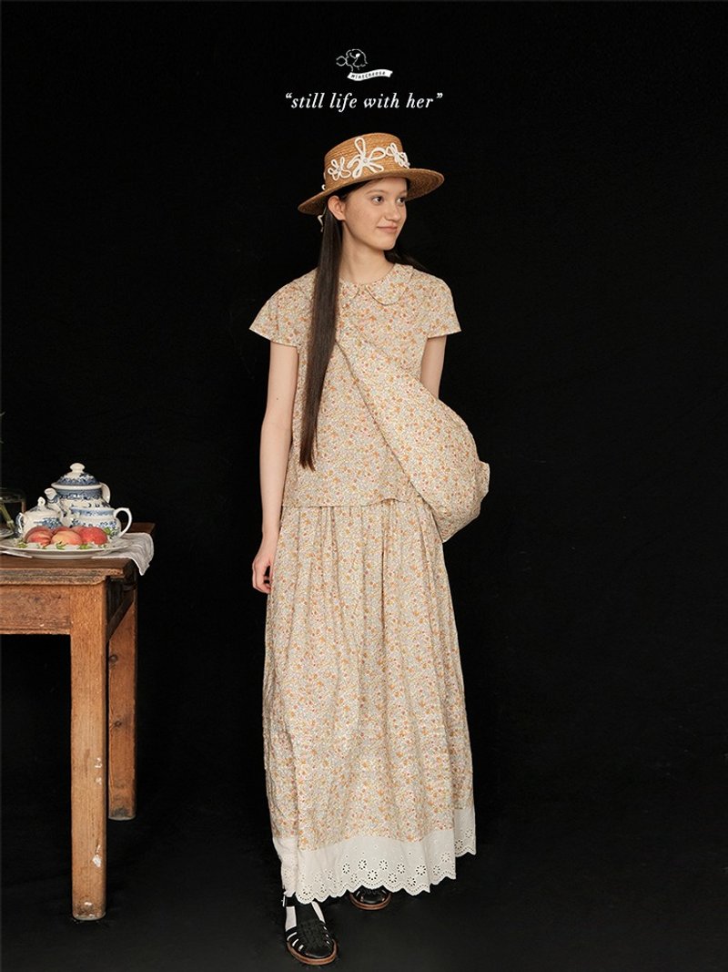 MintCheese 日产经典碎花棉布 彼得潘领衬衫长裙套装 - 其他 - 棉．麻 多色