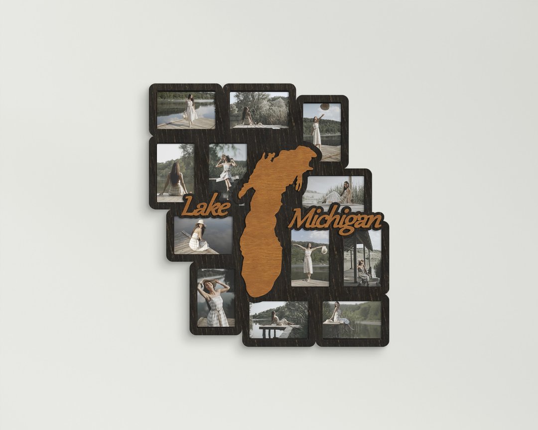 Custom lake waall decor Custom color picture frame collage Engraved home decor - 墙贴/壁贴 - 木头 多色