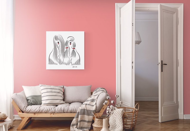 Q Family 无框画/挂画/原创/居家/装饰/客厅/餐厅 阿富汗犬 - 海报/装饰画/版画 - 棉．麻 多色