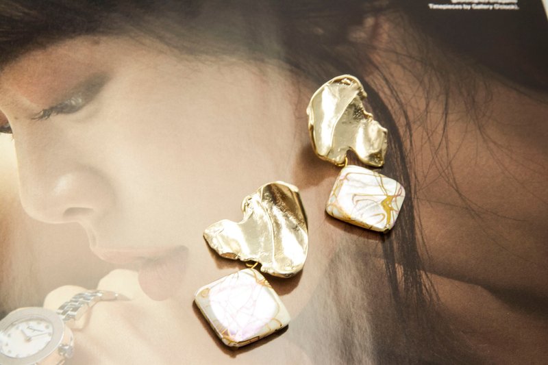 日本16K金工系列 手工轻珠宝- 珍珠之美 - 耳环/耳夹 - 贵金属 金色