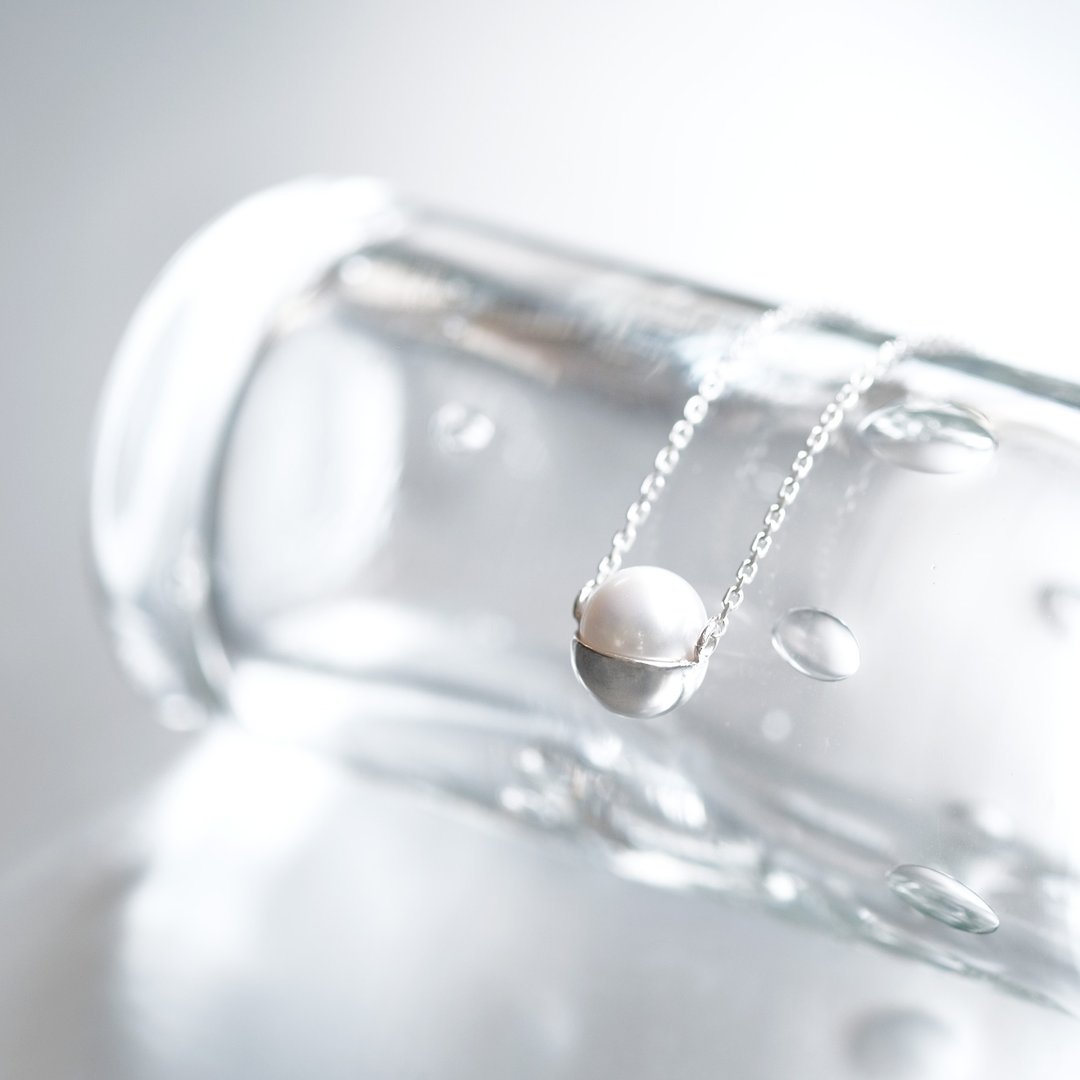 Pearl egg stand necklace Silver 925 - 项链 - 其他金属 银色