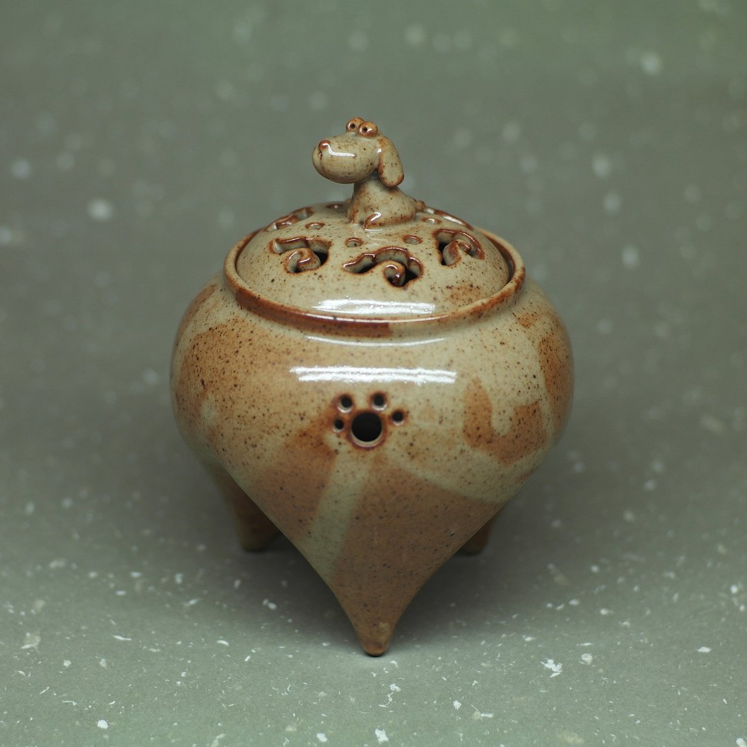 长石苏打釉 三足品香炉 手作陶艺 品香茶席 - 香薰/精油/线香 - 陶 