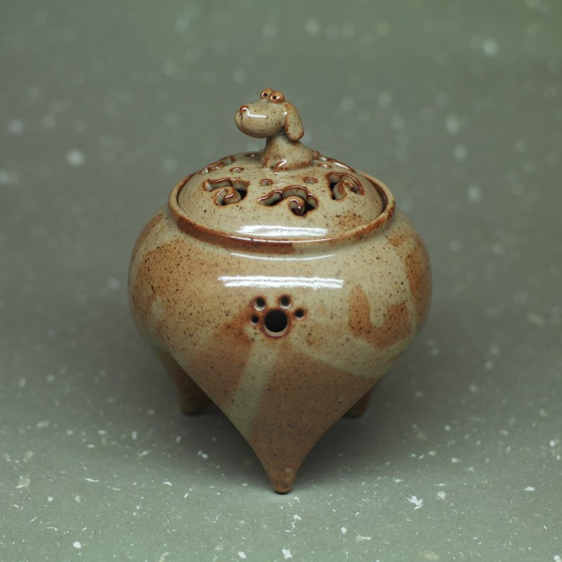 苏打釉 三足品香炉 手作陶艺 品香茶席 - 香薰/精油/线香 - 陶 