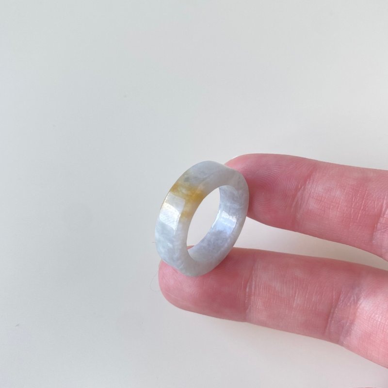 乌鸡带黄翡角戒玉戒 | 天然缅甸玉A货翡翠 - 戒指 - 玉石 橘色