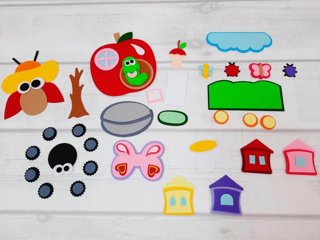 Laser cut felt for SUMMER book about insects, Silent book, sewing and needlework - 编织/刺绣/羊毛毡/裁缝 - 其他材质 多色