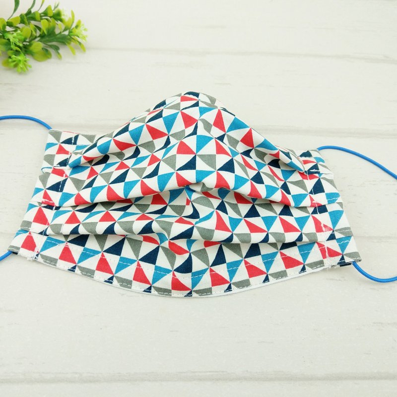 几何-4款可选。有压条有开口棉质布口罩 - 口罩 - 棉．麻 蓝色