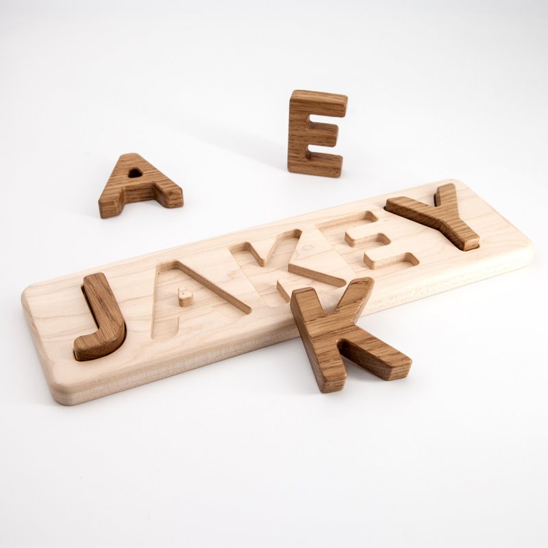 Wooden name puzzle christmasPersonalised toys for toddlers baby Customized gift - 满月礼盒 - 木头 