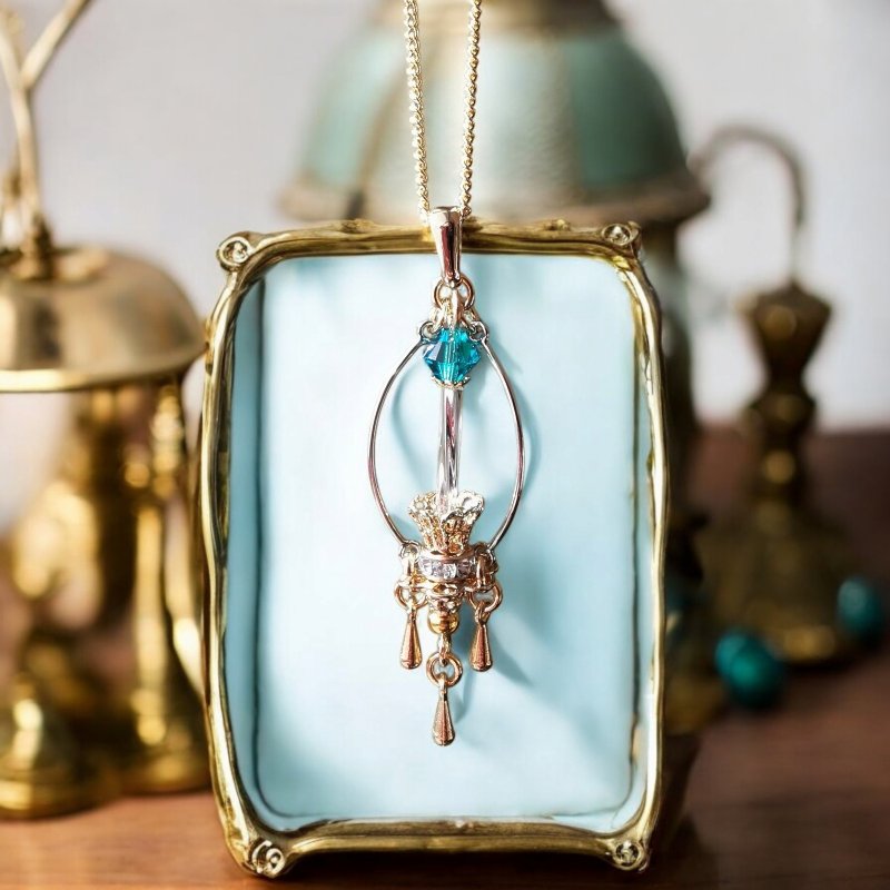 12月 生日蜡烛 项链 蓝锆石 - 项链 - 玻璃 蓝色