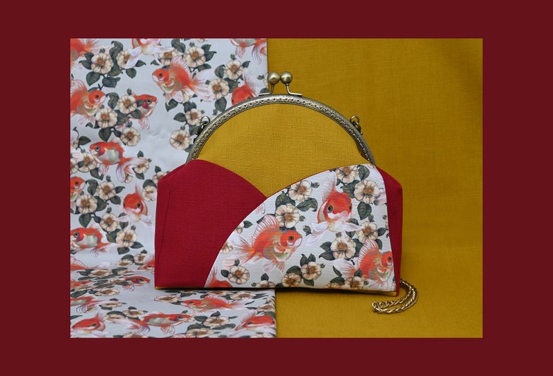 【金鱼椿】山之包/口金包/侧背包 - 侧背包/斜挎包 - 棉．麻 红色