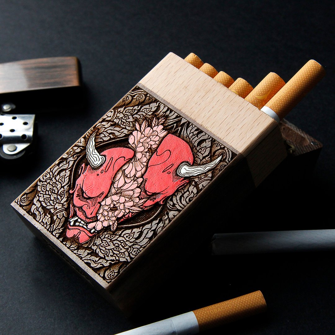 Shinigami - 雷射雕刻＋手绘菸盒 - 其他 - 木头 咖啡色