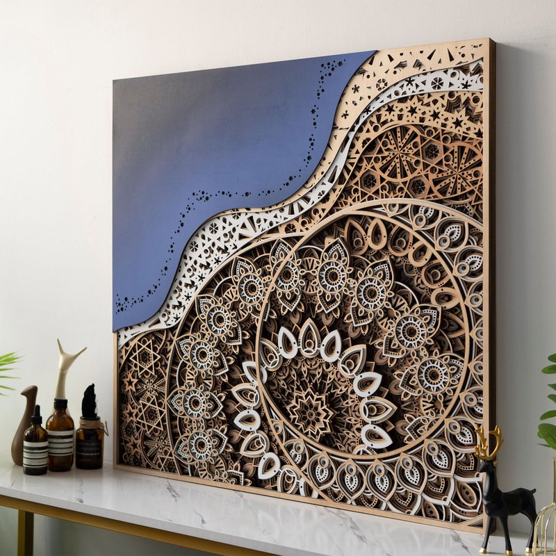 日月星河|现代简约客厅背景墙装饰画玄关走廊挂画3d立体 - 墙贴/壁贴 - 木头 