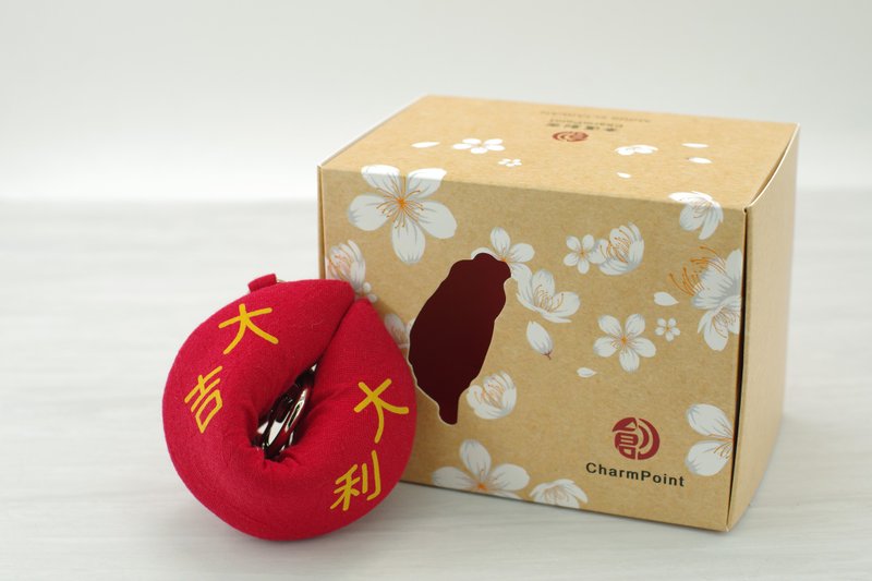 【钱母包:大吉大利/金色】直径6.5厘米/放平安符/自带/讨吉利 - 零钱包 - 棉．麻 