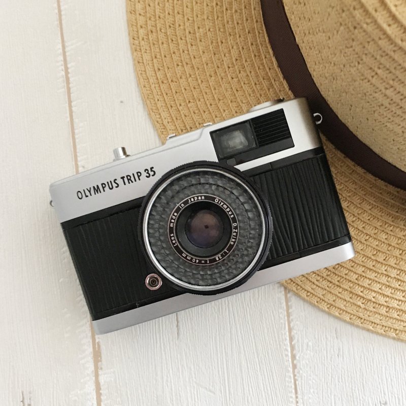 Olympus TRIP 35 黑色波浪压纹牛皮胶片相机 - 相机 - 其他金属 黑色