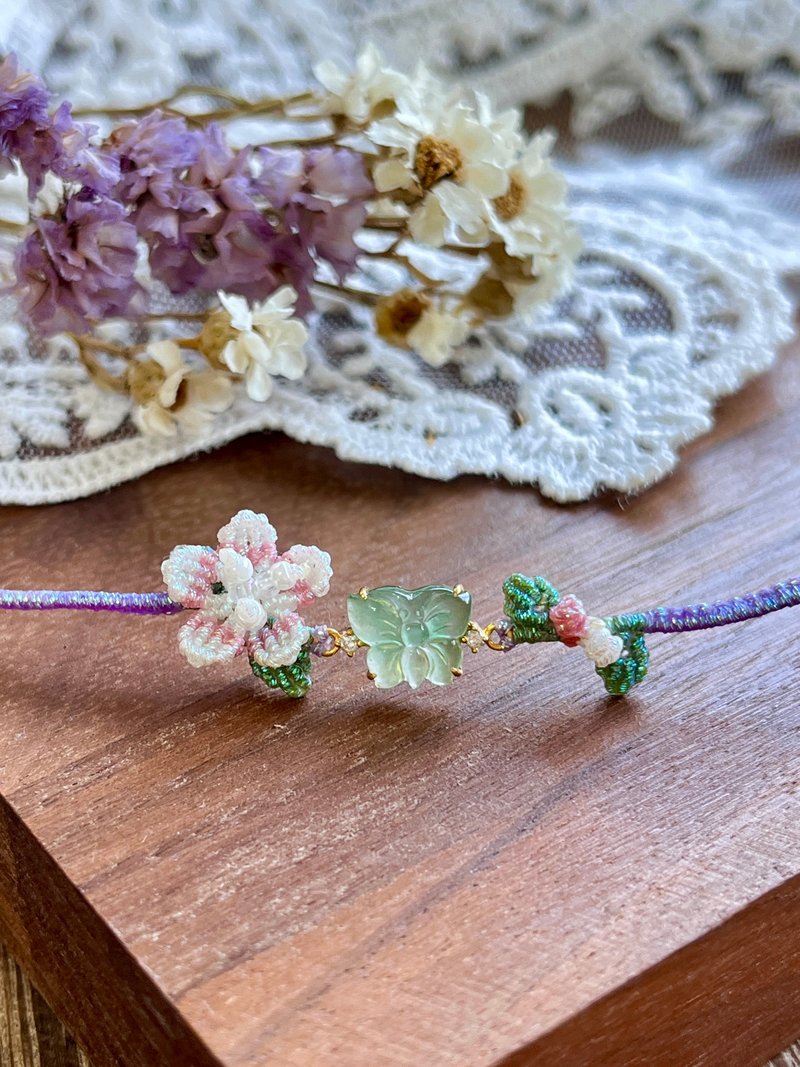 花间絮语-18K纯金镶嵌翡翠设计手环 - 手链/手环 - 玉石 粉红色