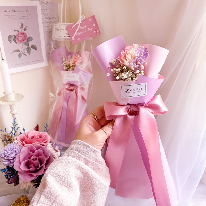 韩风扩香康乃馨花束  附赠提袋 七夕礼物 干燥花 永生花 毕业礼教 - 干燥花/捧花 - 植物．花 紫色