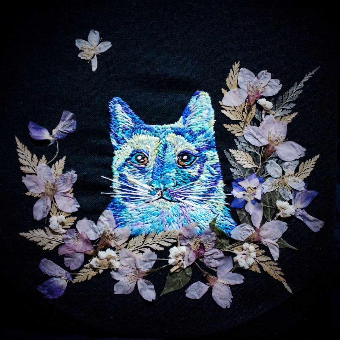 订造 刺绣动物押花框画 - 订制画像 - 绣线 多色
