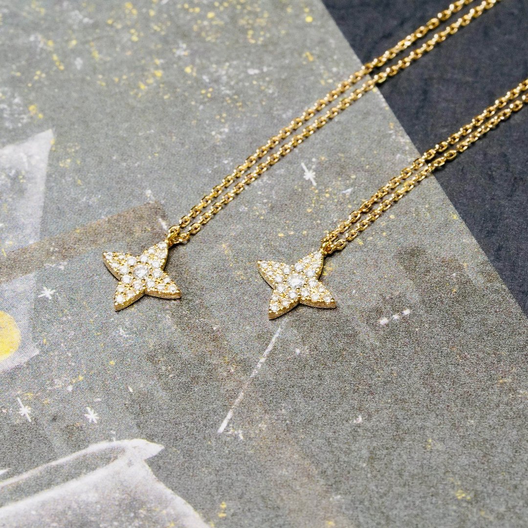 18K 星芒钻石项链 - 项链 - 贵金属 金色