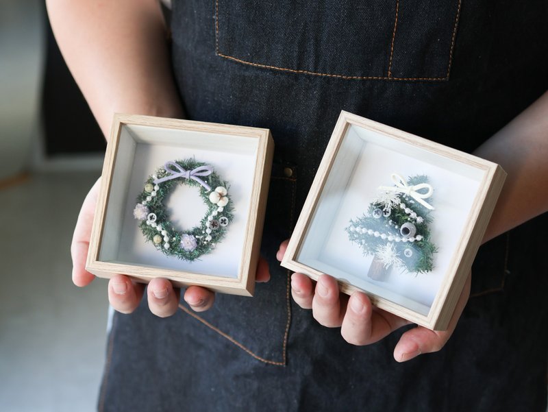 银色圣诞节 x 不凋雪松干燥花圣诞相框 - 干燥花/捧花 - 植物．花 