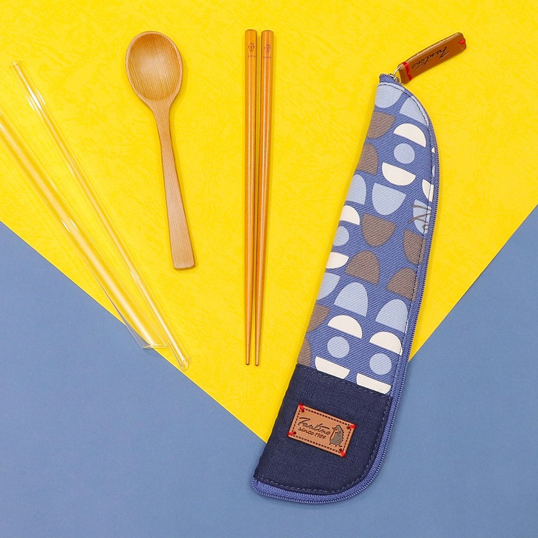 独创布花 棉麻餐具袋::蓝水玉:: (水玉迷宫)环保餐具/毕业季 - 其他 - 棉 蓝色