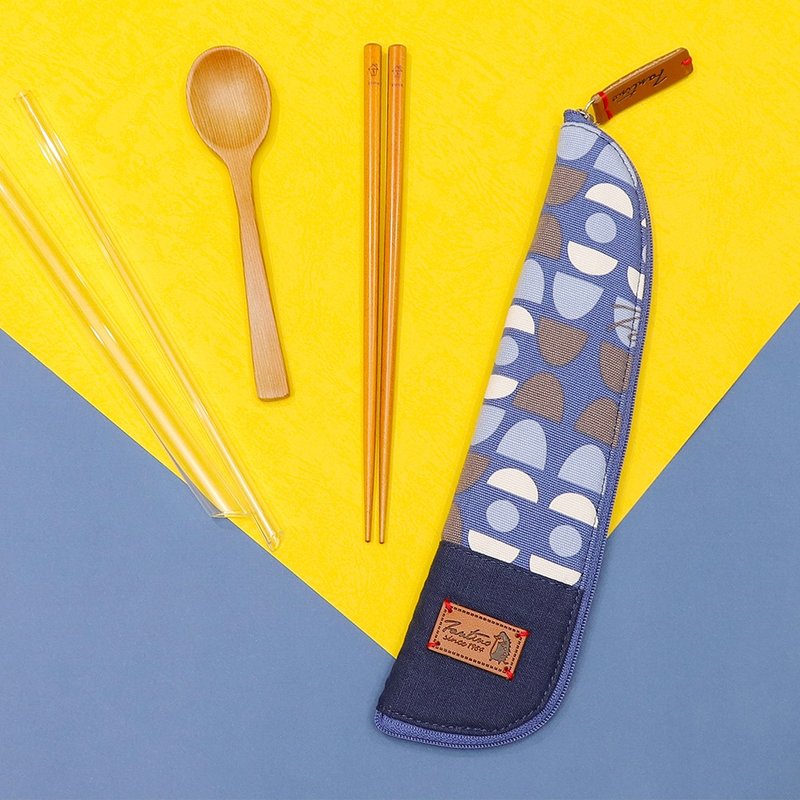 独创布花 棉麻餐具袋::蓝水玉:: (水玉迷宫)环保餐具/毕业季 - 其他 - 棉．麻 蓝色