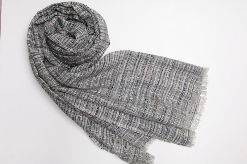 【快速出货】喀什米尔专柜设计梭织工艺羊绒灰咖围巾披肩气质小香 - 围巾/披肩 - 羊毛 灰色