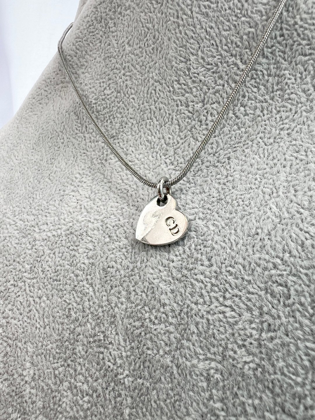 Dior 2000年代Y2K心形CD吊坠银色蛇骨颈链项链 日本中古二手 - 项链 - 其他金属 银色