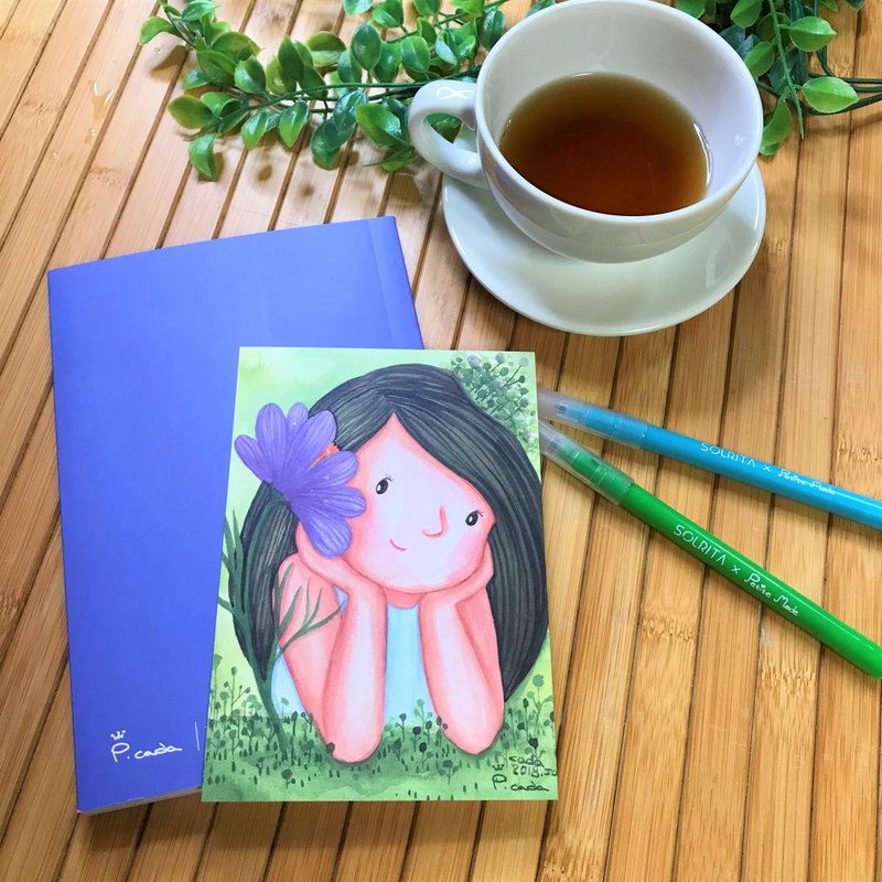 故事 明信片 卡塔尔公主 小花唱了一首自创曲 - 卡片/明信片 - 纸 绿色