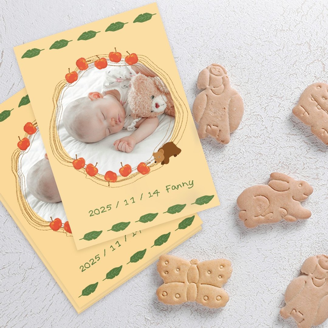 苹果熊 | 手绘宝宝满月卡 | 弥月卡 | 感谢卡 | Baby Card | - 卡片/明信片 - 纸 黄色