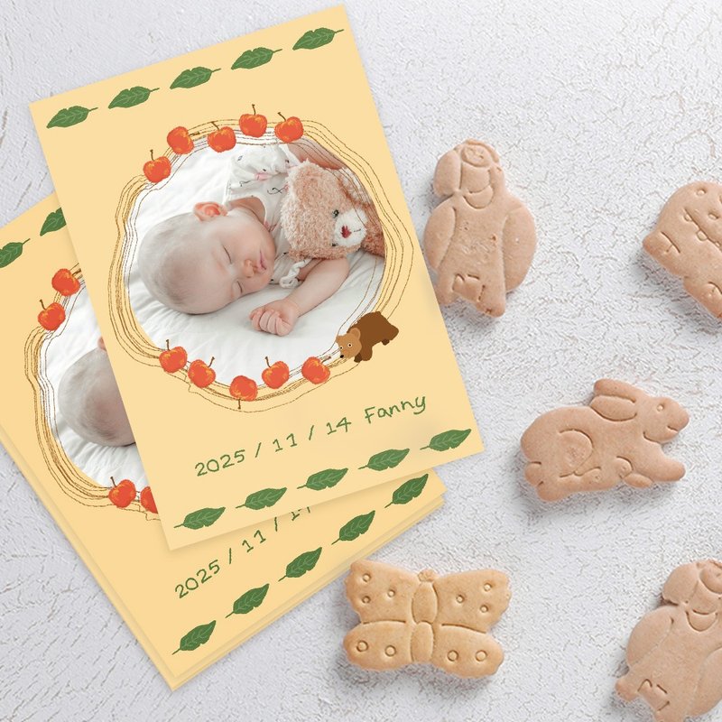 苹果熊 | 手绘宝宝满月卡 | 弥月卡 | 感谢卡 | Baby Card | - 卡片/明信片 - 纸 黄色