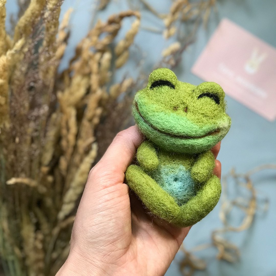 青蛙礼物。 婴儿青蛙玩具  毛毡青蛙。 微型青蛙 - 玩具/玩偶 - 羊毛 绿色