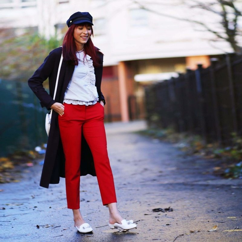 经典女孩系列 第5号 SALLY / 加大球型流苏 / 穆勒鞋 / 低跟便鞋 - 高跟鞋 - 真皮 白色