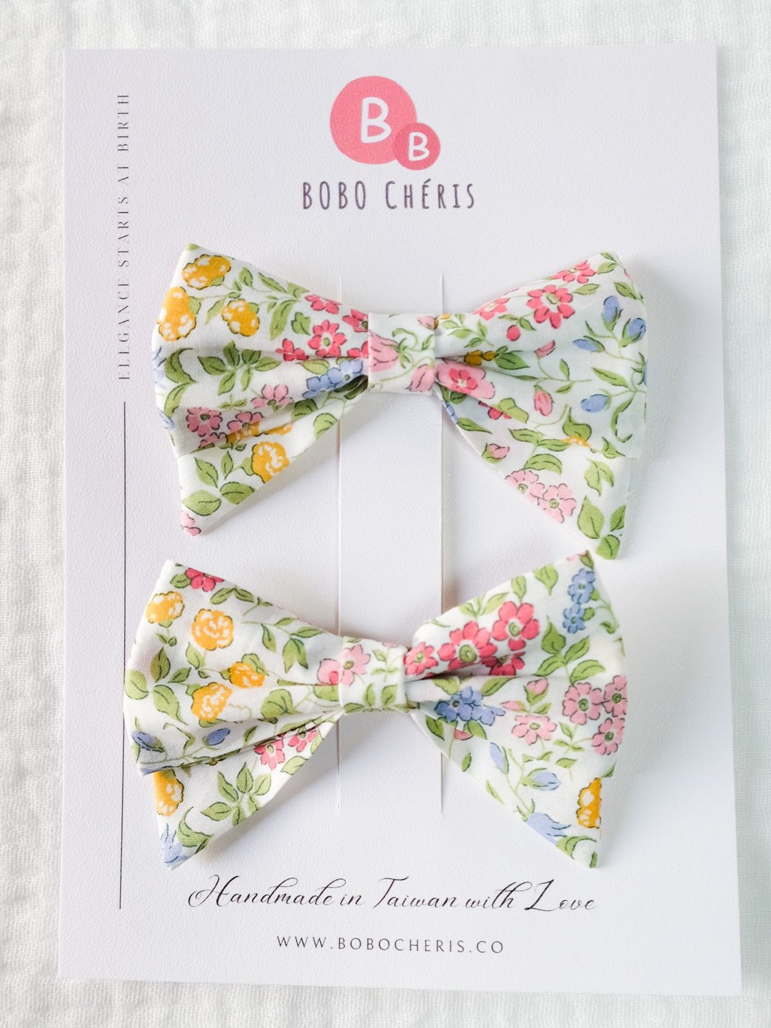 英国LIBERTY FABRICS蝴蝶结手工儿童波波发夹(1组2入) - Lilibet - 发饰 - 棉 粉红色