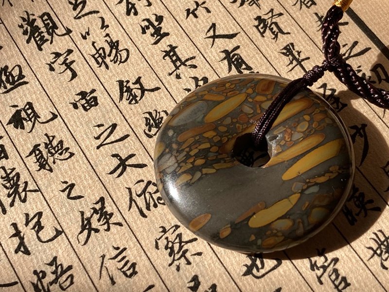 【天地之初。女娲石平安扣编织项链】新疆和田玉、和阗玉|毛衣链 - 长链 - 其他材质 咖啡色