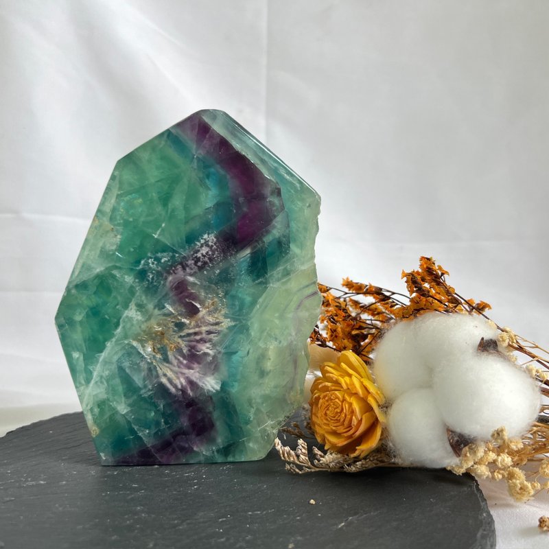 羽毛萤石片 爆彩 羽毛 西瓜色 彩虹萤石 方块体 - 摆饰 - 半宝石 多色