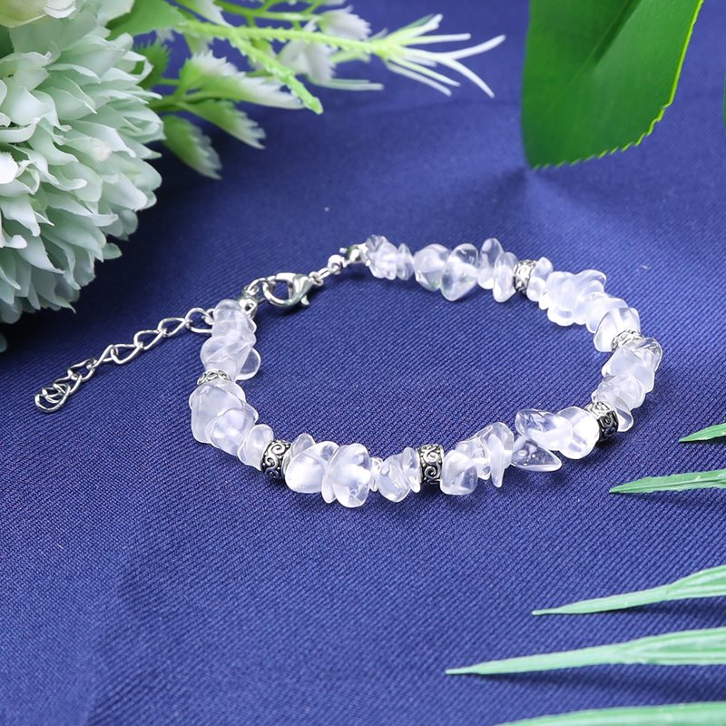 天然白水晶碎石手链/紫水晶/七彩石粉晶黄水晶青金石绿东陵红珊湖 - 项链 - 水晶 