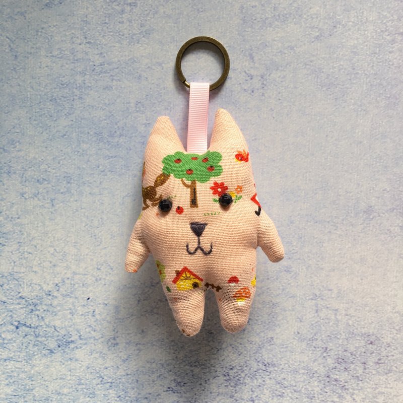 +额头一棵树+猫咪钥匙圈 - 吊饰 - 棉．麻 粉红色