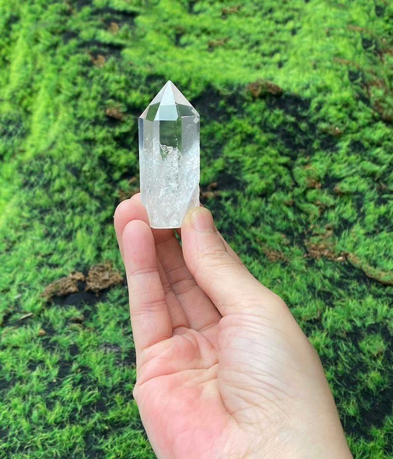 天然彩光白水晶柱 疗愈 开运 净化 能量 办公室风水 摆件 - 摆饰 - 水晶 白色